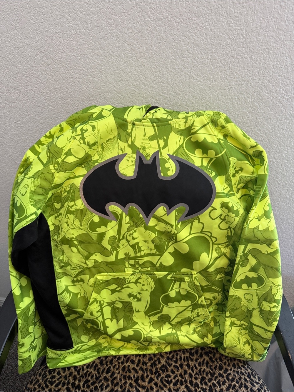 DC Comics Batman Neon Green Hoodie with Black Bat Logo